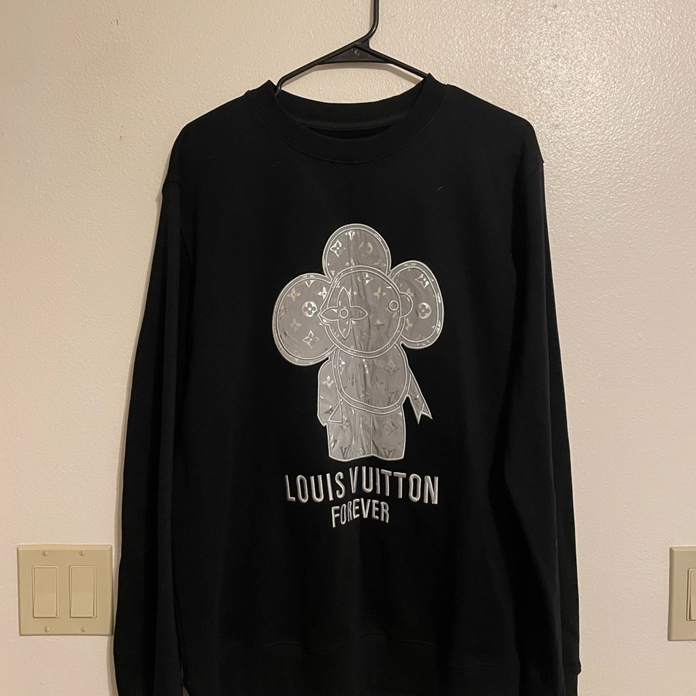 Louis Vuitton Black Crewneck Sweater with Silver Graphic